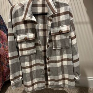 Gray and Brown Lightweight Shacket